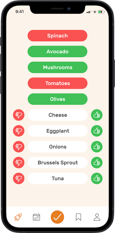 iPhone app
prefernces selection screen